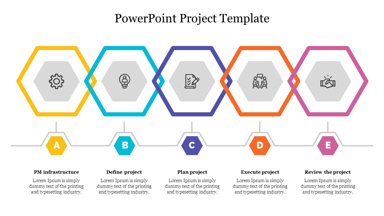 Creative Project PowerPoint Template - Five icons